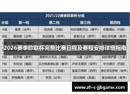 2026赛季欧联杯完整比赛日程及赛程安排详细指南
